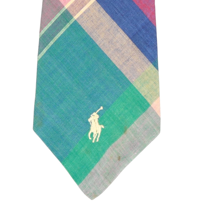 Ralph Lauren POLO by Ralph Lauren Madras Check Tie Made in USA cotton multicolor Vintage Second Hand