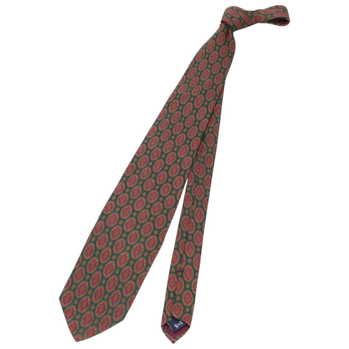 Ralph Lauren POLO by Ralph Lauren all-over print tie, made in the USA silk green type Vintage Second Hand