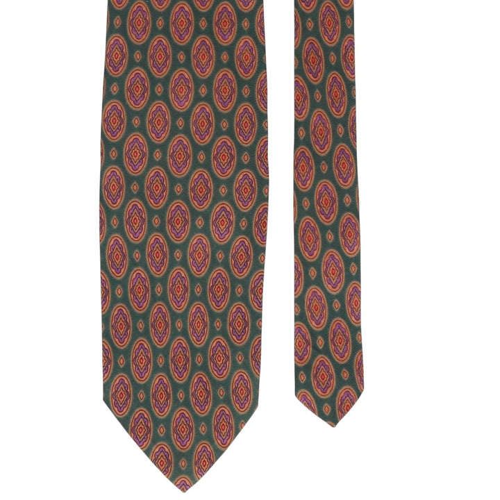 Ralph Lauren POLO by Ralph Lauren all-over print tie, made in the USA silk green type Vintage Second Hand