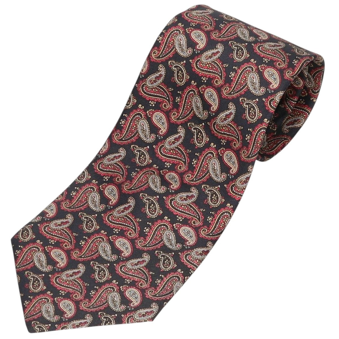 Christian Dior Paisley Pattern Tie Made in USA silk black type Vintage Second Hand