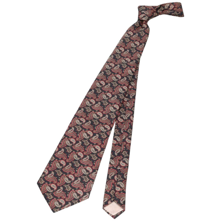 Christian Dior Paisley Pattern Tie Made in USA silk black type Vintage Second Hand