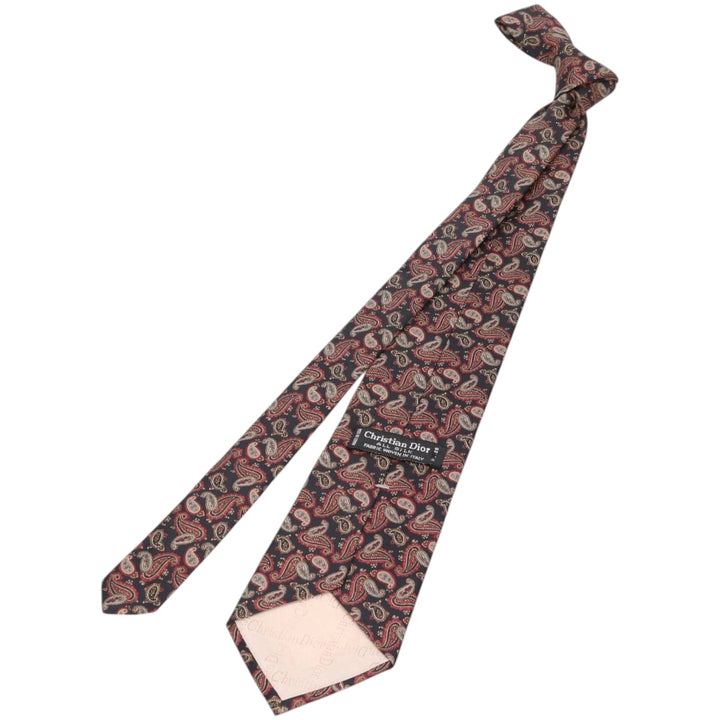 Christian Dior Paisley Pattern Tie Made in USA silk black type Vintage Second Hand