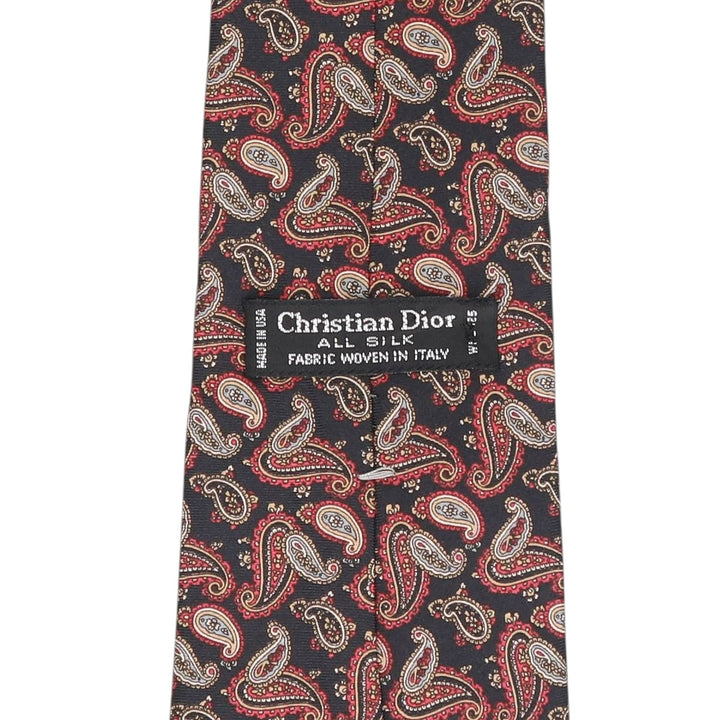 Christian Dior Paisley Pattern Tie Made in USA silk black type Vintage Second Hand