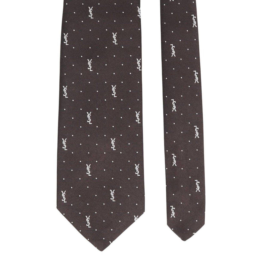 Yves Saint Laurent Monogram Tie unclear brown type Vintage Second Hand
