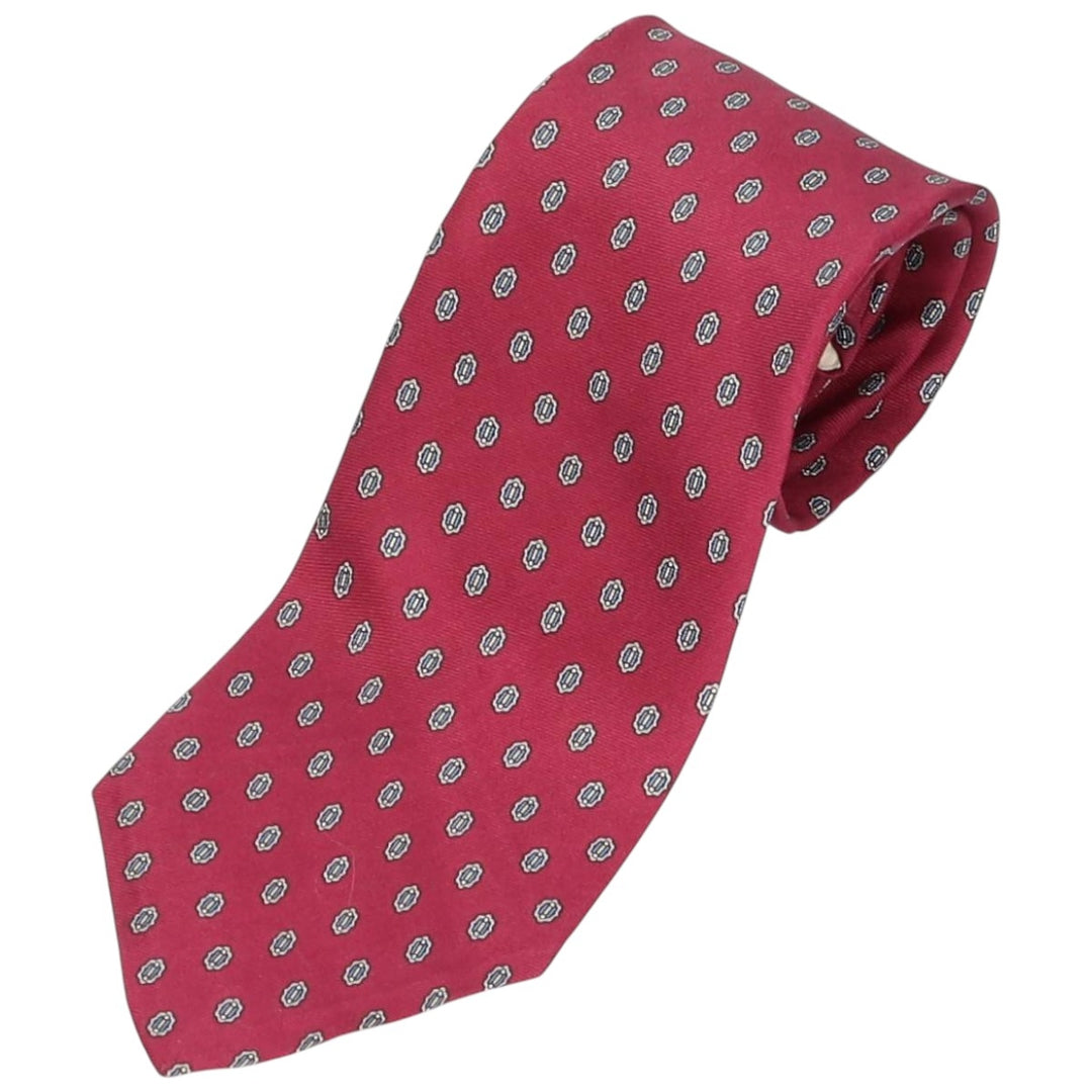 Christian Dior all-over print tie silk burgundy type Vintage Second Hand