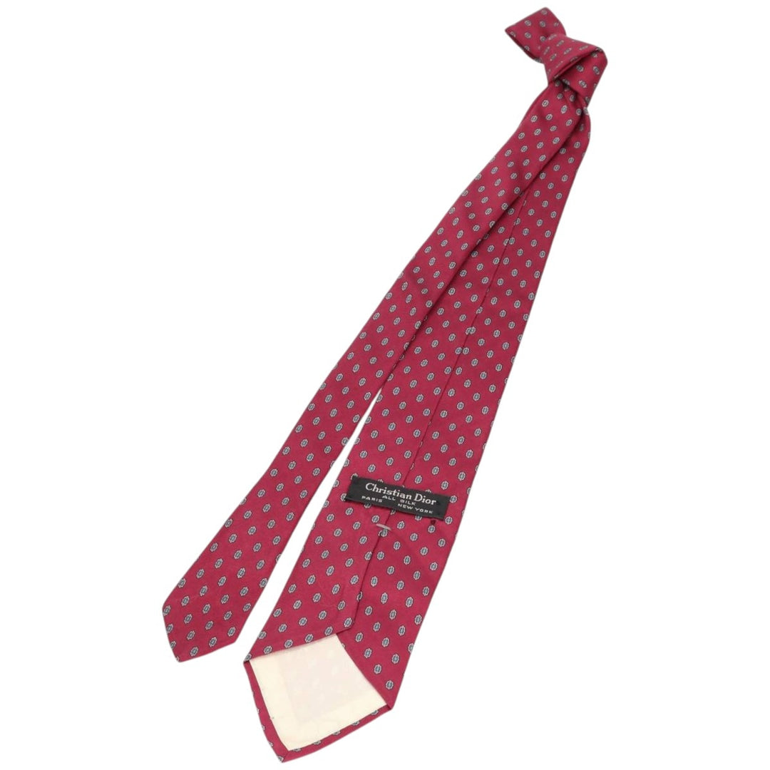 Christian Dior all-over print tie silk burgundy type Vintage Second Hand