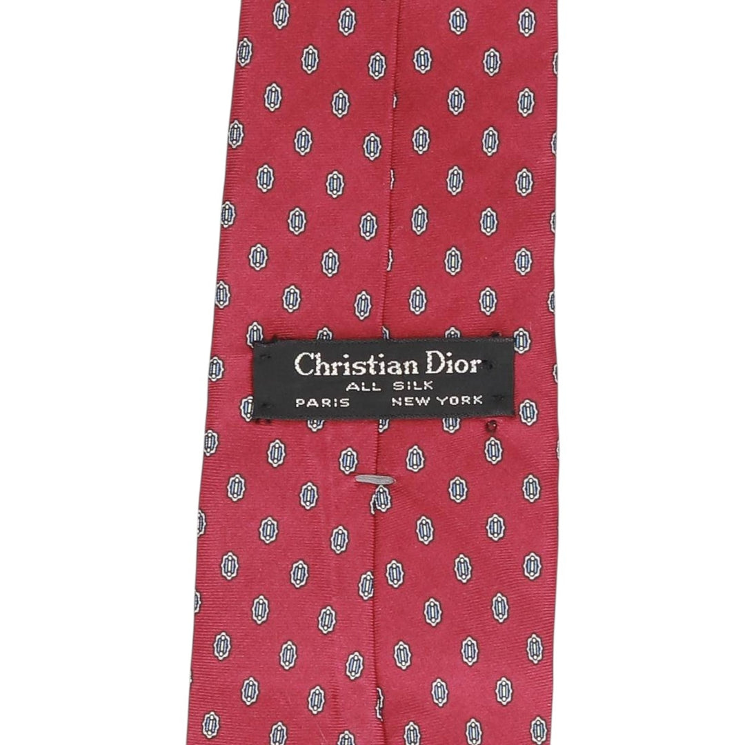 Christian Dior all-over print tie silk burgundy type Vintage Second Hand