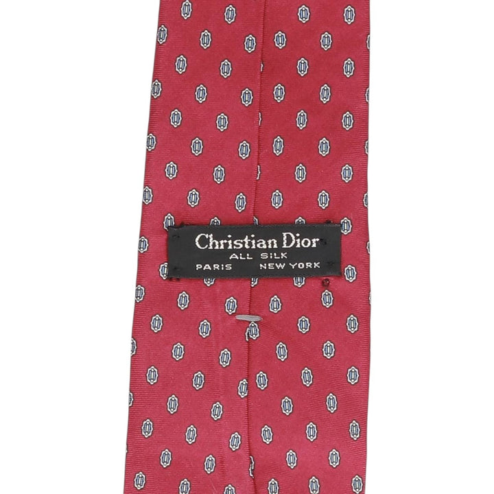 Christian Dior all-over print tie silk burgundy type Vintage Second Hand