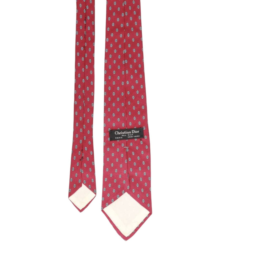 Christian Dior all-over print tie silk burgundy type Vintage Second Hand