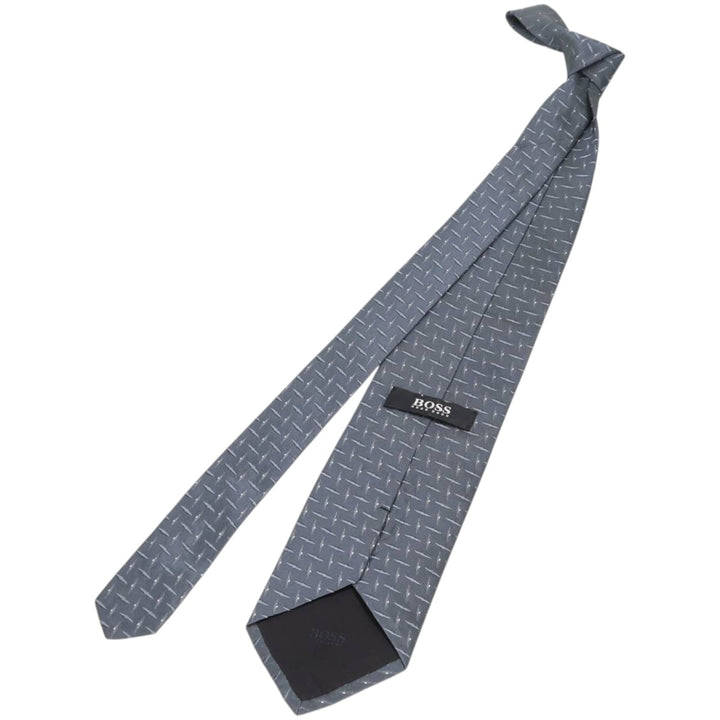 Hugo Boss all-over print tie, made in Italy silk gray type Vintage Second Hand