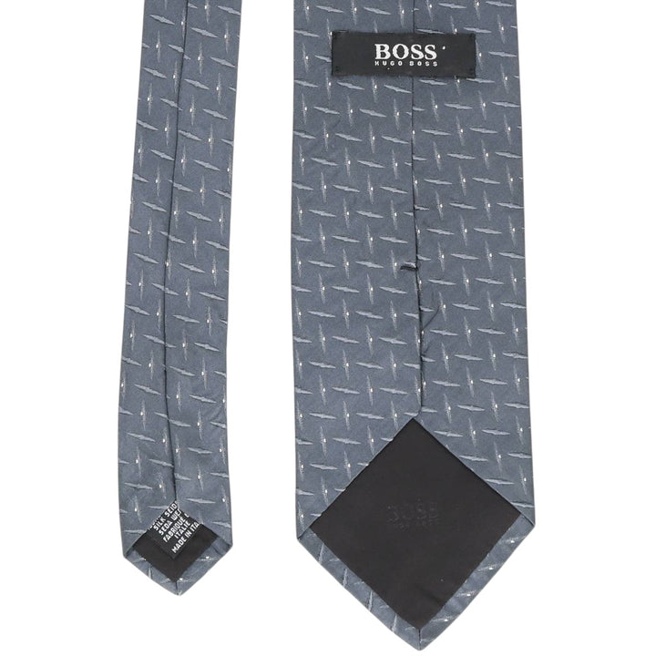 Hugo Boss all-over print tie, made in Italy silk gray type Vintage Second Hand