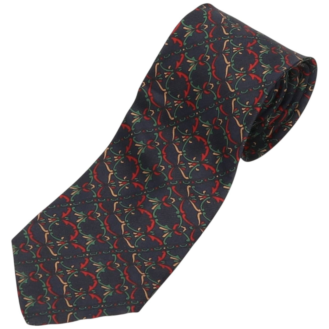 PIERRE BALMAIN all-over print tie, made in England silk navy blue type Vintage Second Hand
