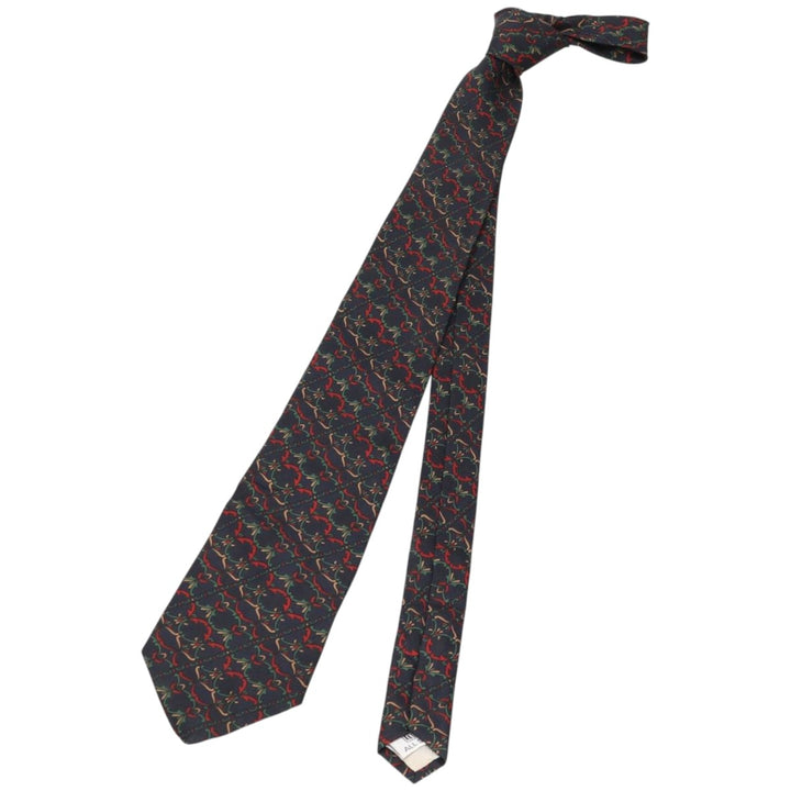 PIERRE BALMAIN all-over print tie, made in England silk navy blue type Vintage Second Hand