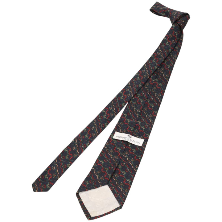 PIERRE BALMAIN all-over print tie, made in England silk navy blue type Vintage Second Hand