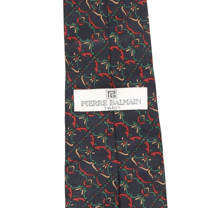 PIERRE BALMAIN all-over print tie, made in England silk navy blue type Vintage Second Hand