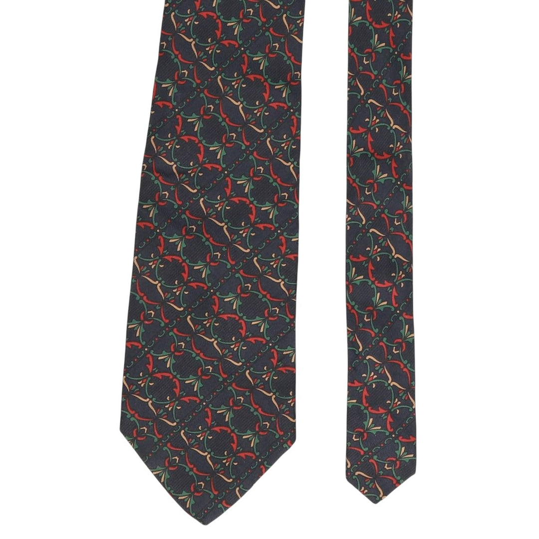 PIERRE BALMAIN all-over print tie, made in England silk navy blue type Vintage Second Hand