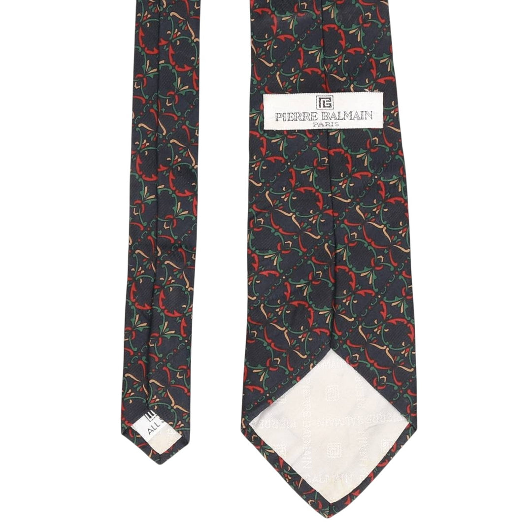 PIERRE BALMAIN all-over print tie, made in England silk navy blue type Vintage Second Hand
