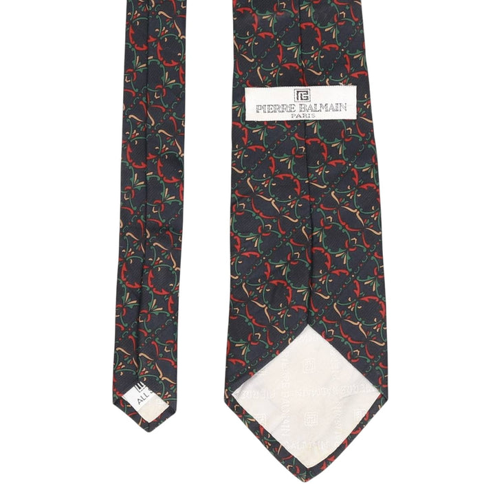 PIERRE BALMAIN all-over print tie, made in England silk navy blue type Vintage Second Hand