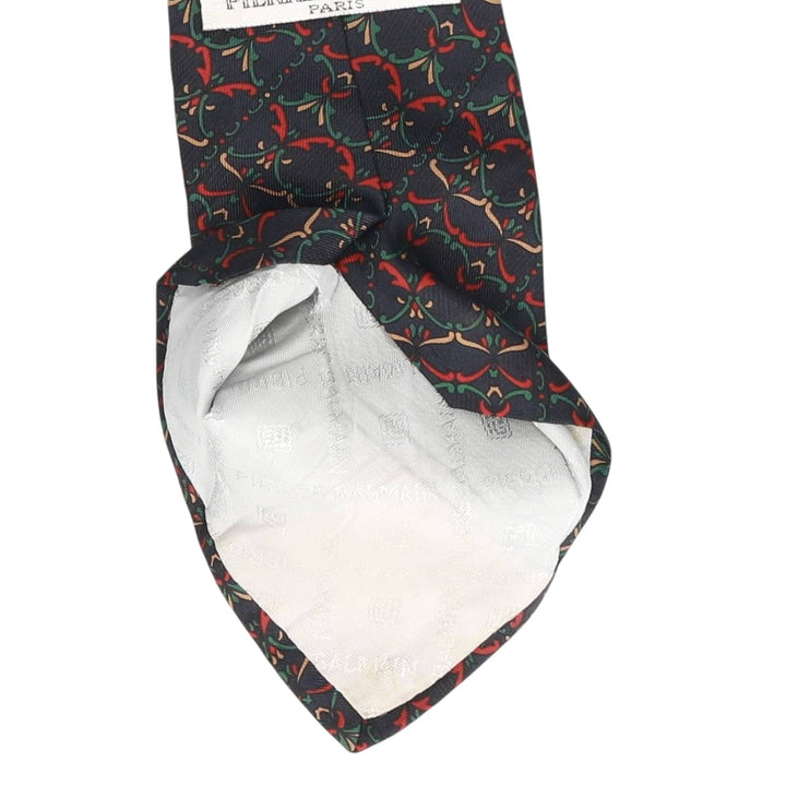PIERRE BALMAIN all-over print tie, made in England silk navy blue type Vintage Second Hand