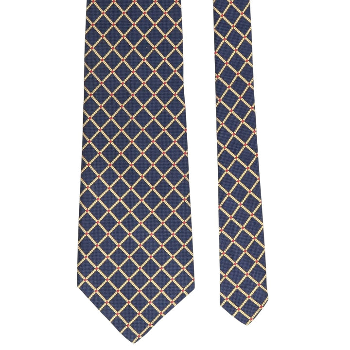 Ralph Lauren Lauren Check Pattern Tie, Made in USA - Equivalent silk navy blue type Vintage Second Hand