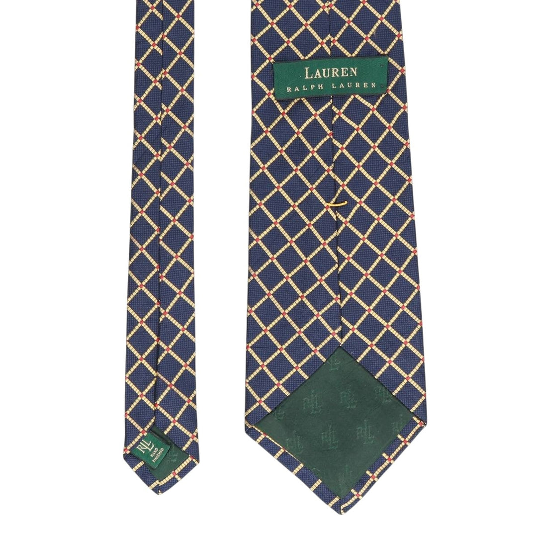 Ralph Lauren Lauren Check Pattern Tie, Made in USA - Equivalent silk navy blue type Vintage Second Hand