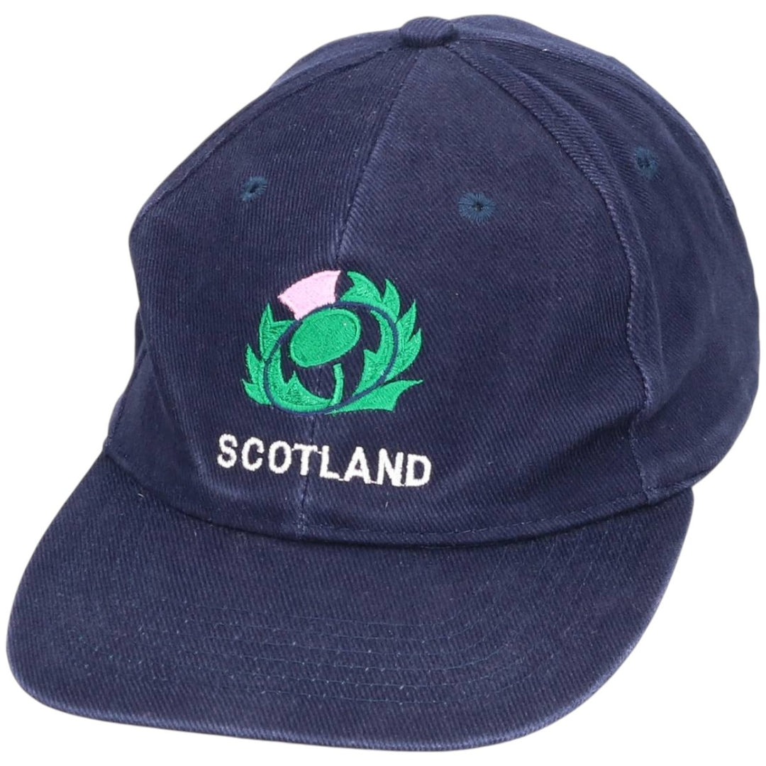Scotland Rugby Corduroy Cap (Free Size) cotton navy blue type Vintage Second Hand