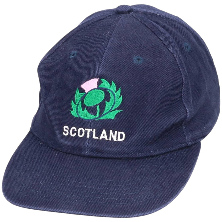 Scotland Rugby Corduroy Cap (Free Size) cotton navy blue type Vintage Second Hand