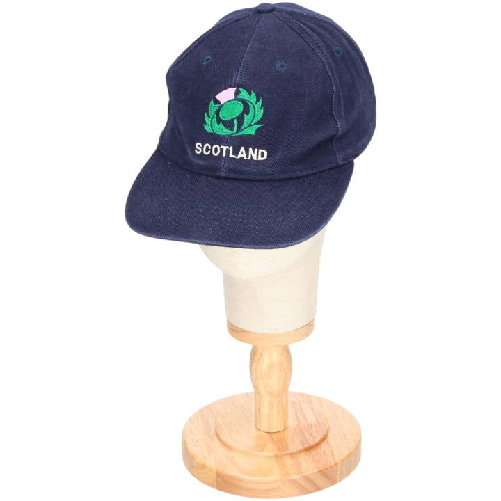 Scotland Rugby Corduroy Cap (Free Size) cotton navy blue type Vintage Second Hand