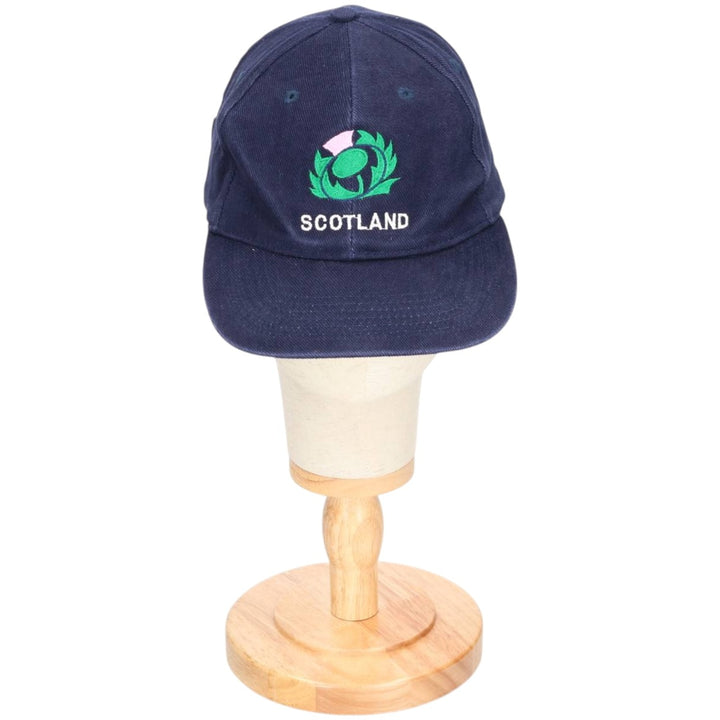 Scotland Rugby Corduroy Cap (Free Size) cotton navy blue type Vintage Second Hand