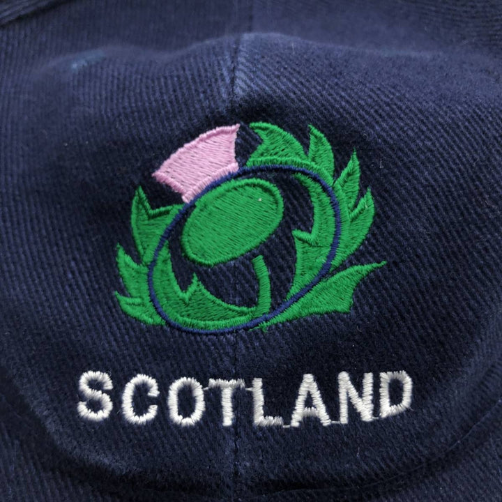 Scotland Rugby Corduroy Cap (Free Size) cotton navy blue type Vintage Second Hand