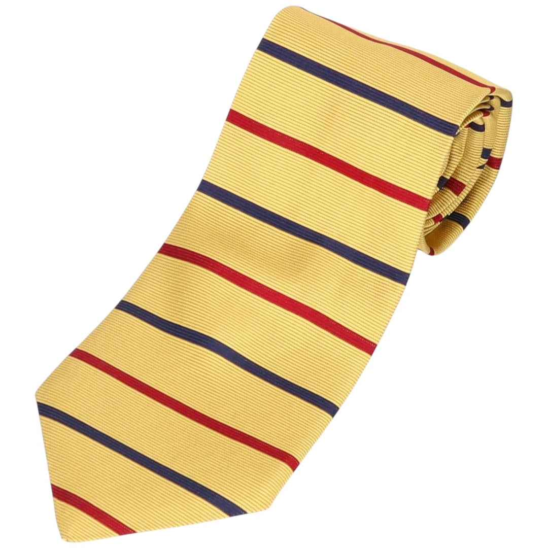 Brooks Brothers MAKERS Border Pattern Tie, Made in USA silk Gold type Vintage Second Hand