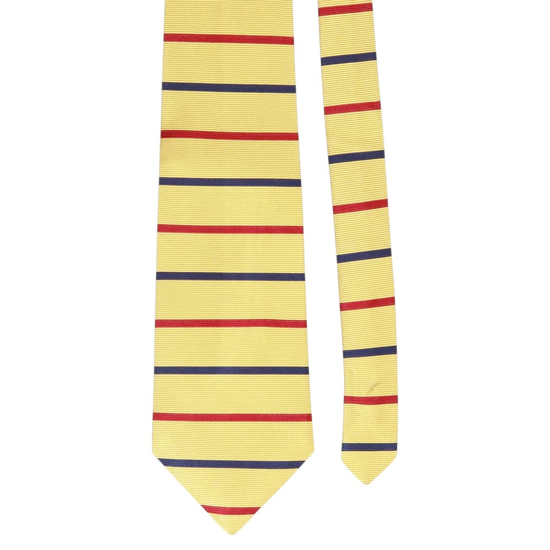 Brooks Brothers MAKERS Border Pattern Tie, Made in USA silk Gold type Vintage Second Hand