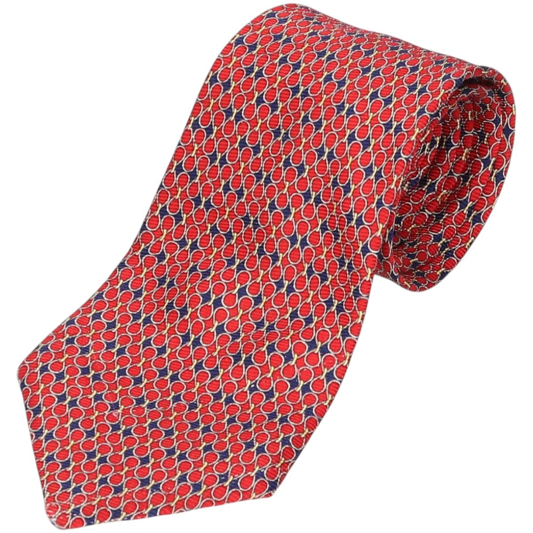 Brooks Brothers MAKERS All-Over Print Tie, Made in USA silk red type Vintage Second Hand