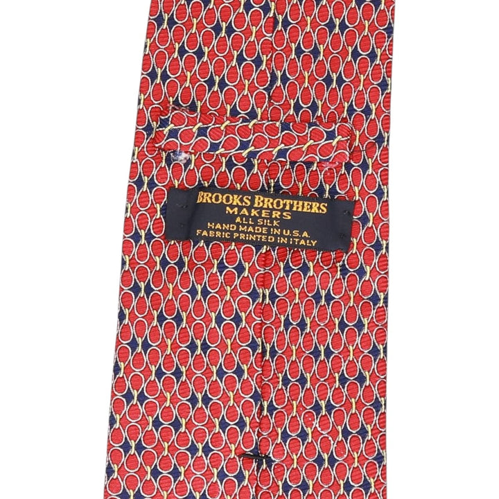 Brooks Brothers MAKERS All-Over Print Tie, Made in USA silk red type Vintage Second Hand