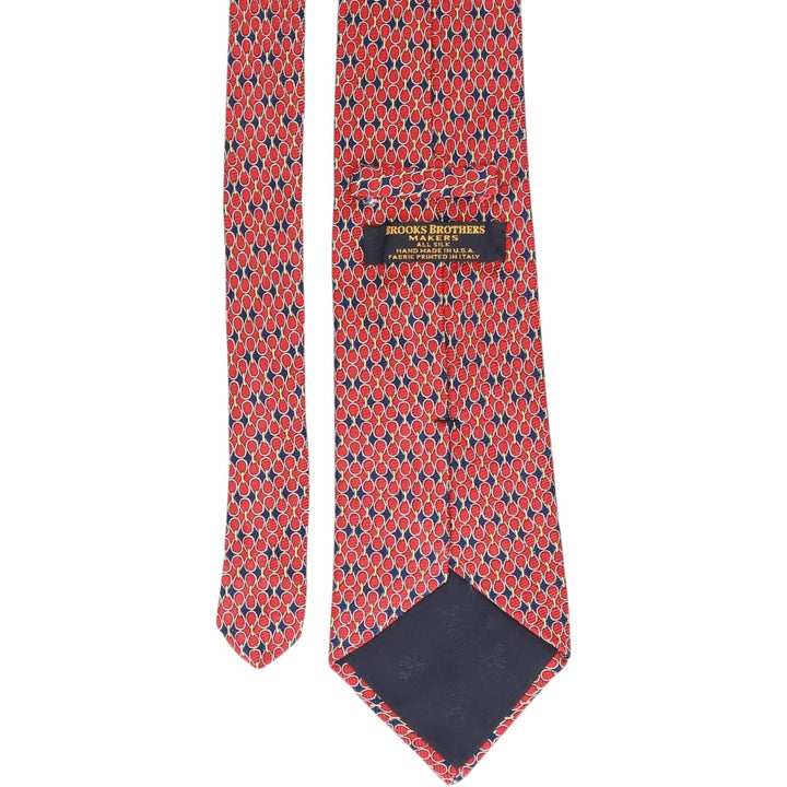Brooks Brothers MAKERS All-Over Print Tie, Made in USA silk red type Vintage Second Hand