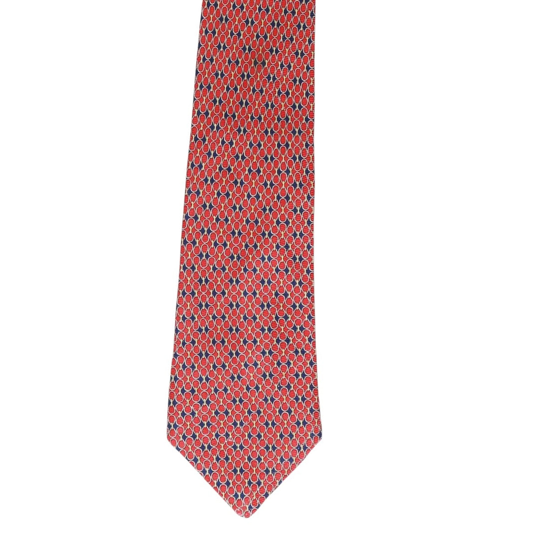Brooks Brothers MAKERS All-Over Print Tie, Made in USA silk red type Vintage Second Hand