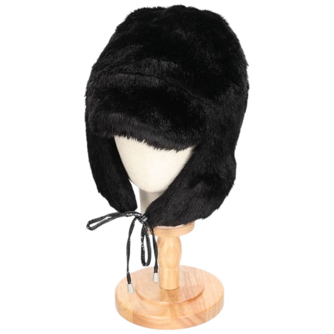 PAMELA MCCOY FUR REPLICA Fur Replica Ushanka Flight Cap, One Size Fits Most acrylic black type Vintage Second Hand