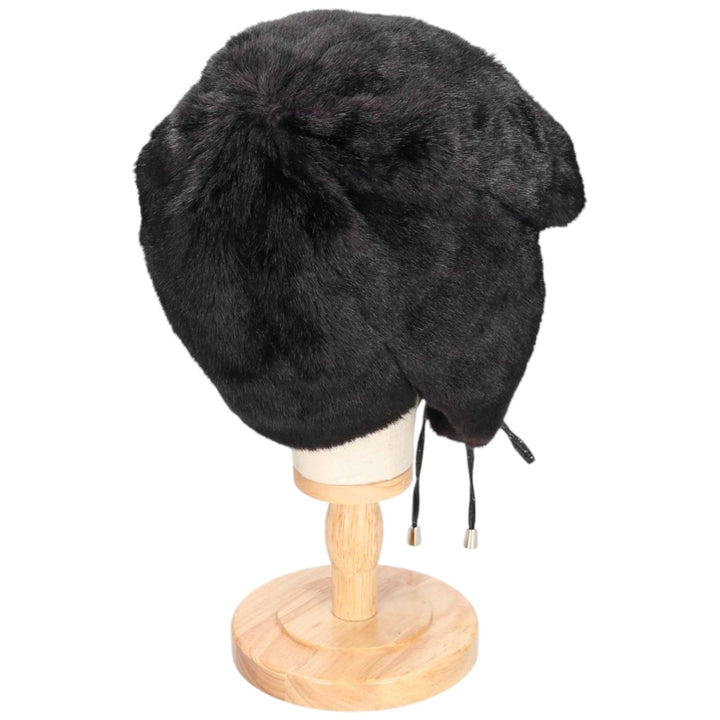 PAMELA MCCOY FUR REPLICA Fur Replica Ushanka Flight Cap, One Size Fits Most acrylic black type Vintage Second Hand