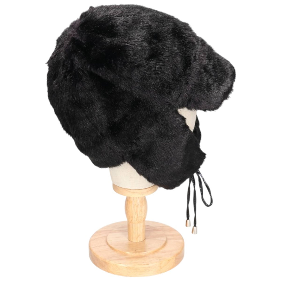 PAMELA MCCOY FUR REPLICA Fur Replica Ushanka Flight Cap, One Size Fits Most acrylic black type Vintage Second Hand