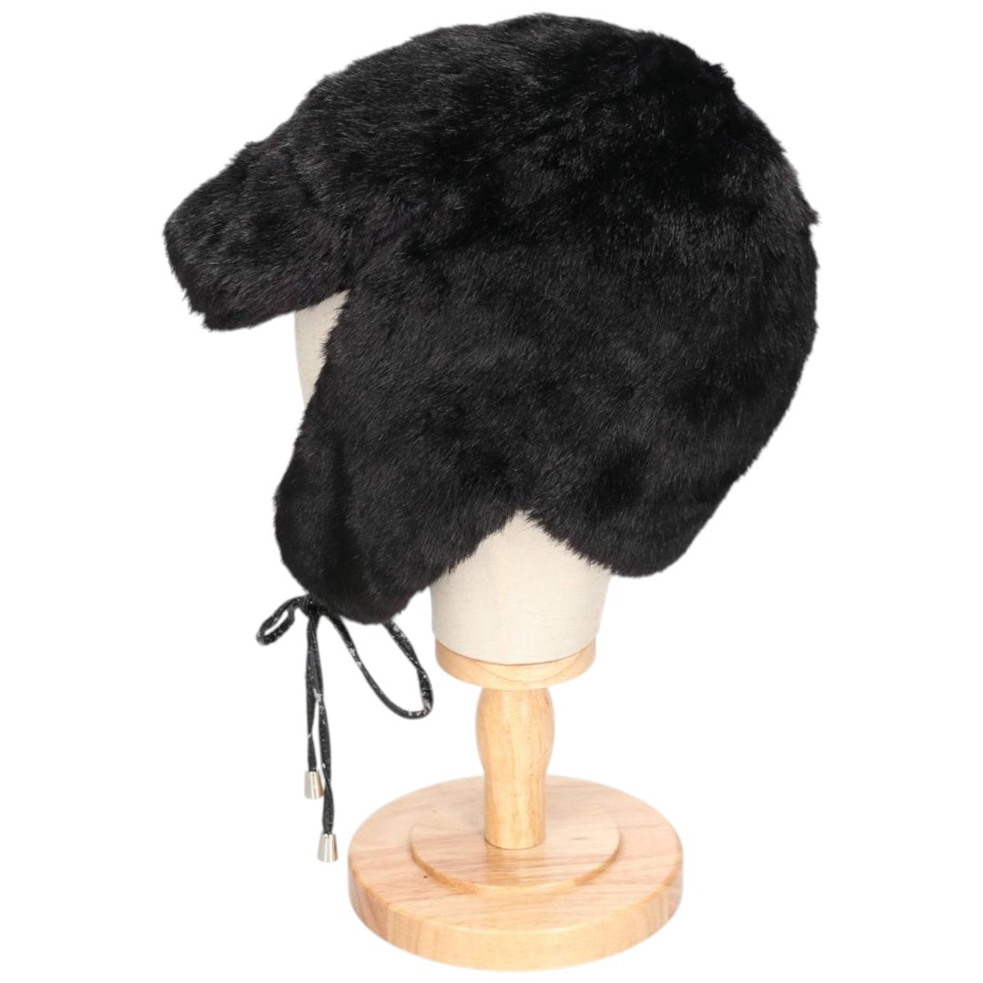PAMELA MCCOY FUR REPLICA Fur Replica Ushanka Flight Cap, One Size Fits Most acrylic black type Vintage Second Hand
