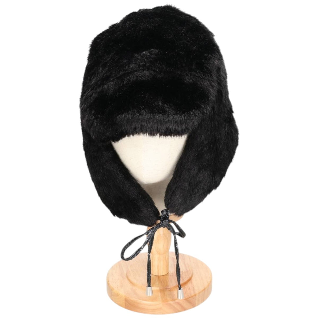 PAMELA MCCOY FUR REPLICA Fur Replica Ushanka Flight Cap, One Size Fits Most acrylic black type Vintage Second Hand