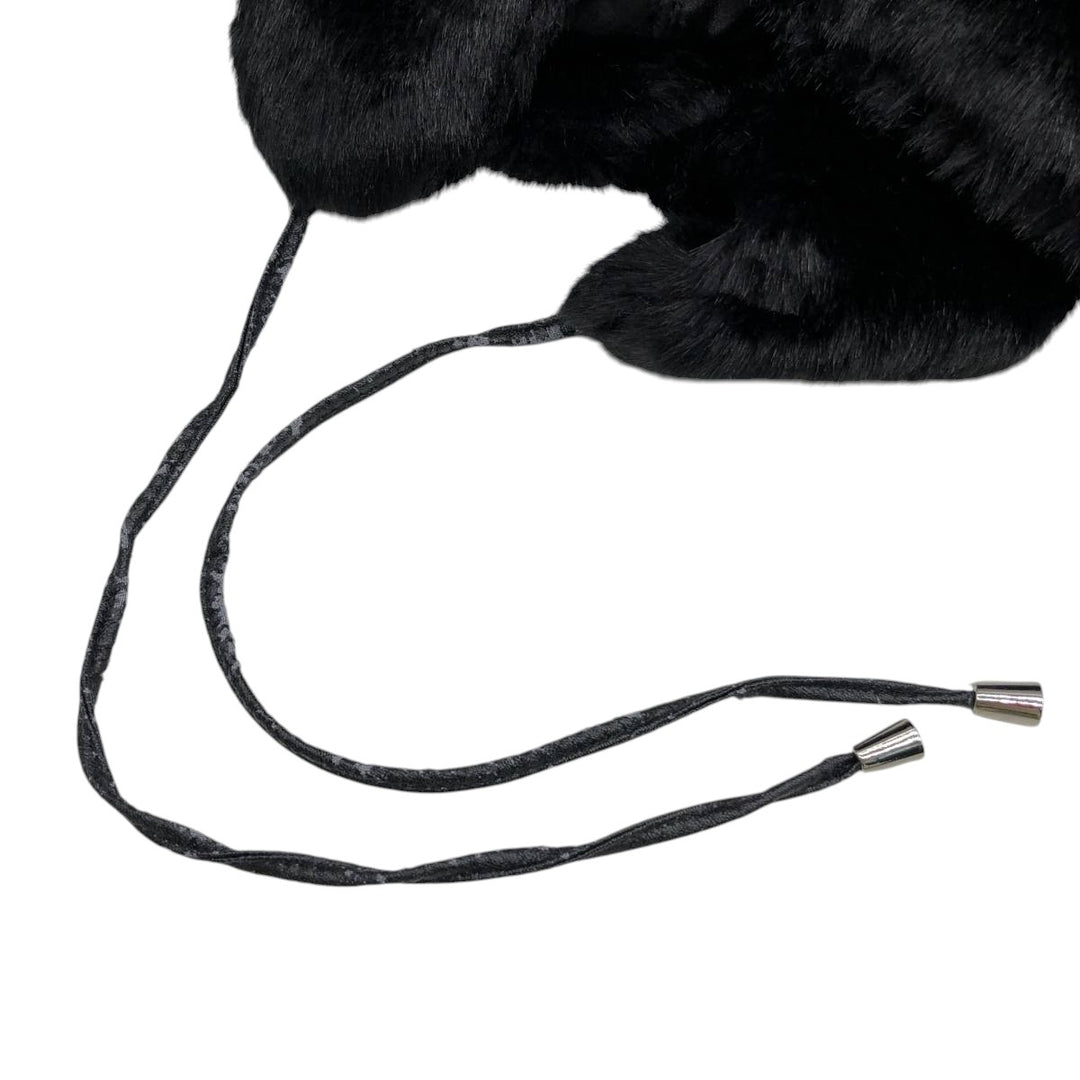 PAMELA MCCOY FUR REPLICA Fur Replica Ushanka Flight Cap, One Size Fits Most acrylic black type Vintage Second Hand