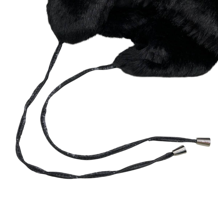 PAMELA MCCOY FUR REPLICA Fur Replica Ushanka Flight Cap, One Size Fits Most acrylic black type Vintage Second Hand