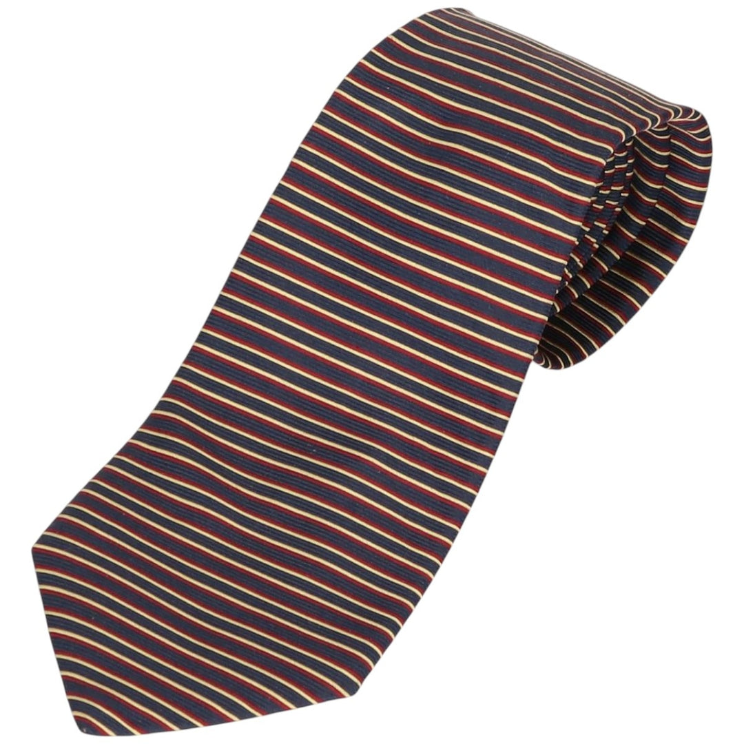 Brooks Brothers MAKERS Border Pattern Tie, Made in USA silk navy blue type Vintage Second Hand