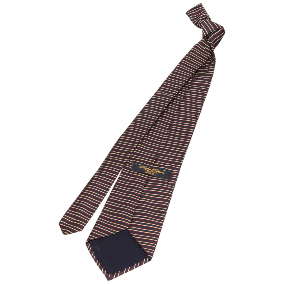 Brooks Brothers MAKERS Border Pattern Tie, Made in USA silk navy blue type Vintage Second Hand
