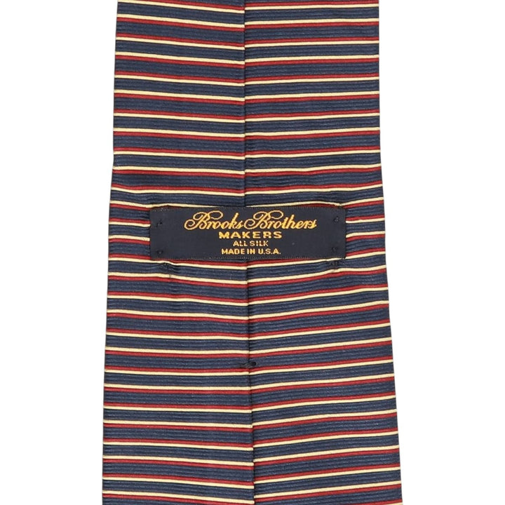 Brooks Brothers MAKERS Border Pattern Tie, Made in USA silk navy blue type Vintage Second Hand