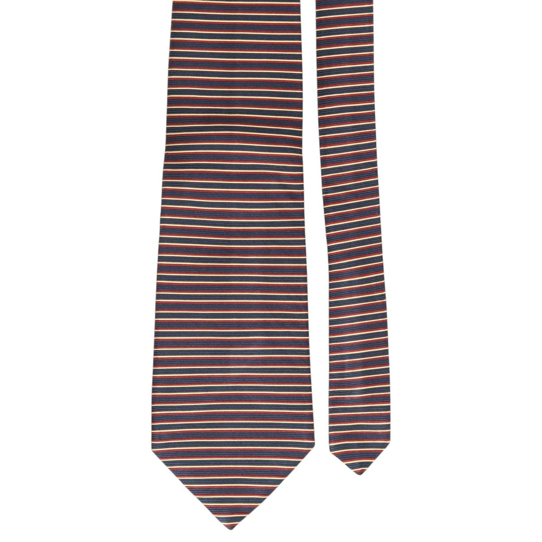 Brooks Brothers MAKERS Border Pattern Tie, Made in USA silk navy blue type Vintage Second Hand