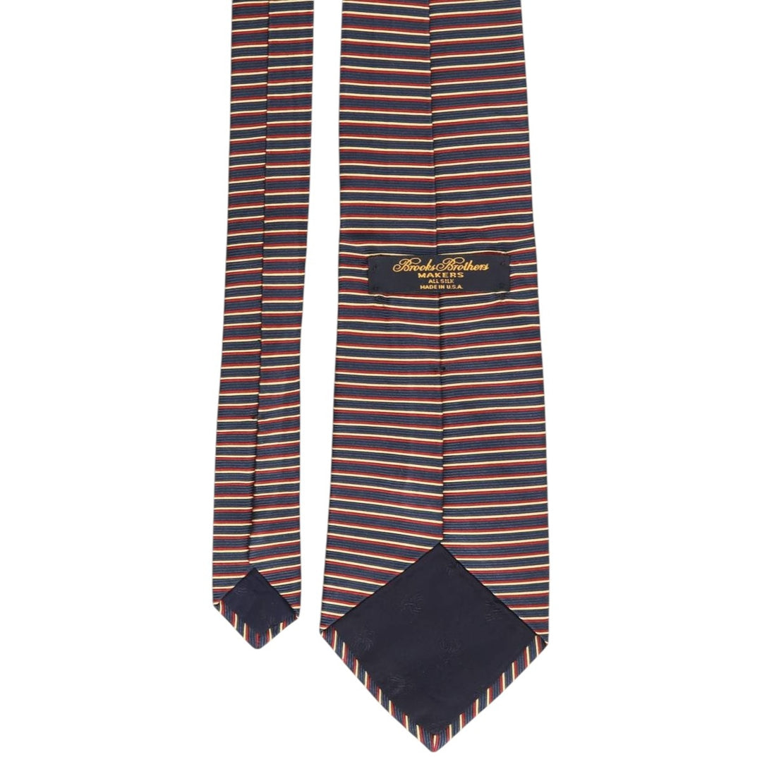Brooks Brothers MAKERS Border Pattern Tie, Made in USA silk navy blue type Vintage Second Hand