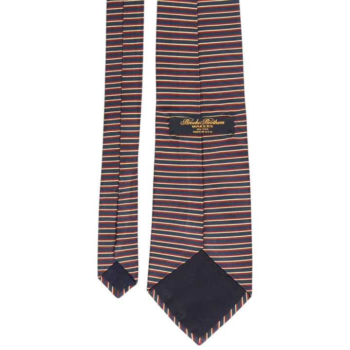 Brooks Brothers MAKERS Border Pattern Tie, Made in USA silk navy blue type Vintage Second Hand