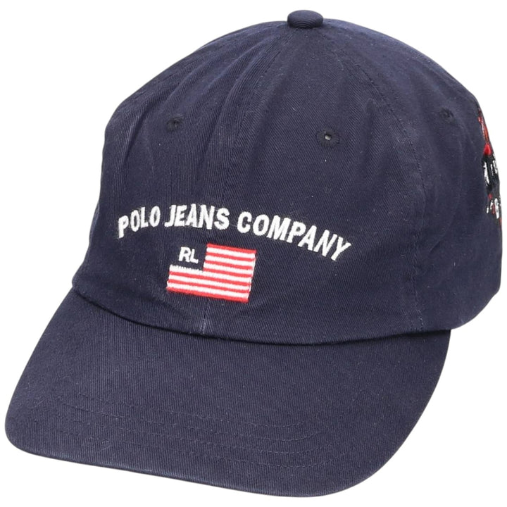 Ralph Lauren Polo Jeans Company Stars and Stripes Baseball Cap, One Size Fits Most cotton navy blue type Vintage Second Hand